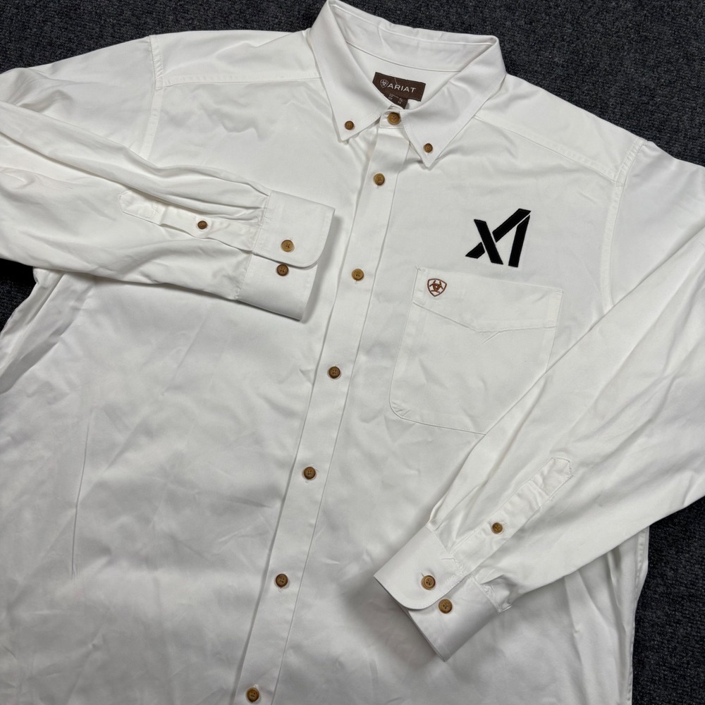 Ariat Shirt Mens XL White xAI Logo Embroidered Twill 10000503